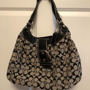 Large Coach Bag, Black and White “C” Pattern